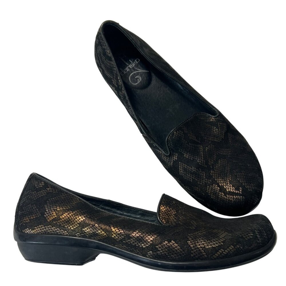 Dansko Womens Snake Print Slip-On Loafers Size 40